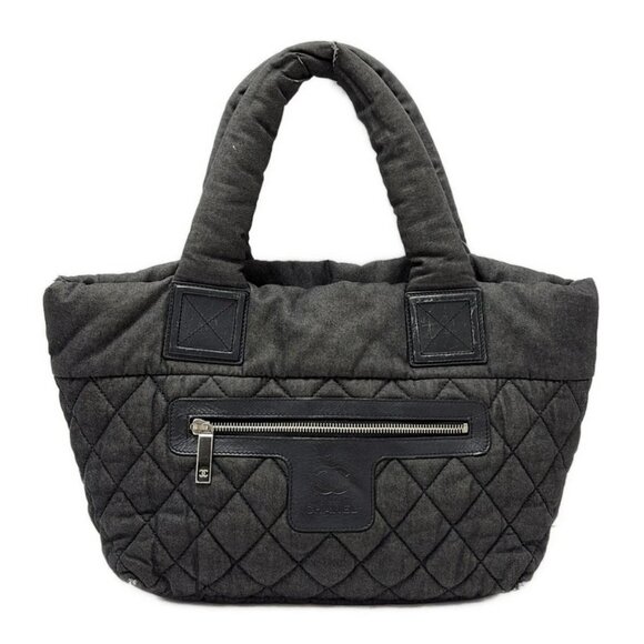 Auth CHANEL Coco Cocoon PM - Dark Gray Cotton Tote Bag - Picture 1 of 10